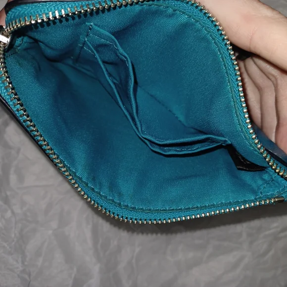Coach Blue Teal Pebbled Leather Wristlet - Picture 3 of 3